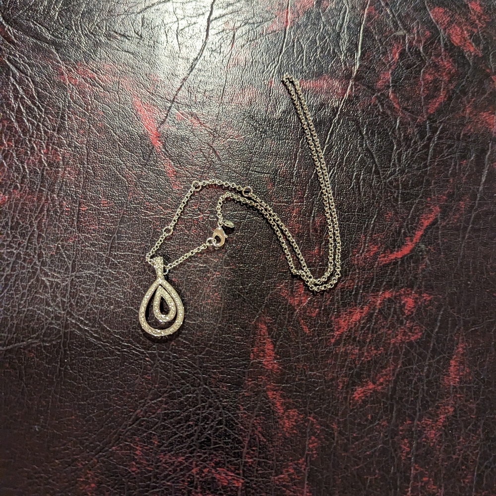 Silver sparkly teardrop pendant